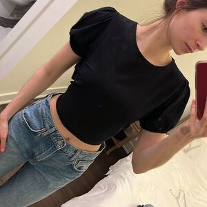 Black Puff Sleeve Top (Oak+Fort)